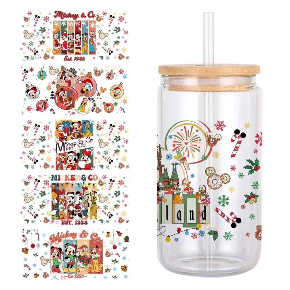Disney мультфильм Печатный УФ DTF печатная оберточная наклейка для стакана стекло