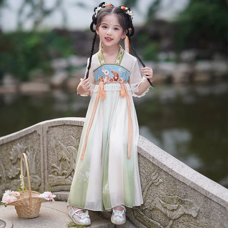 Китайский Шелковый костюм для девочек детское кимоно традиционное китайское