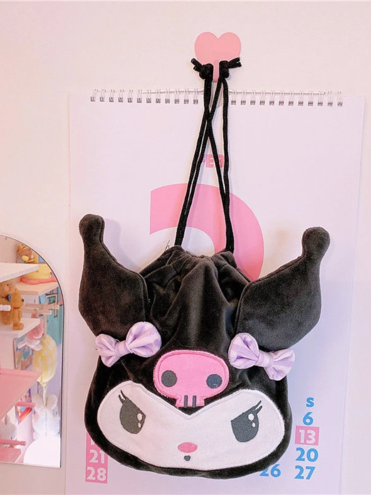 cute backpack tiny backpack Girly Heart Big Ear Dog Melody Drawstring Bag Large Capacity Drawstring Clow M Plush Buggy Bag