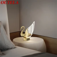 outela nordic creative swan table lamp led desk light for home living room bedroom bedside