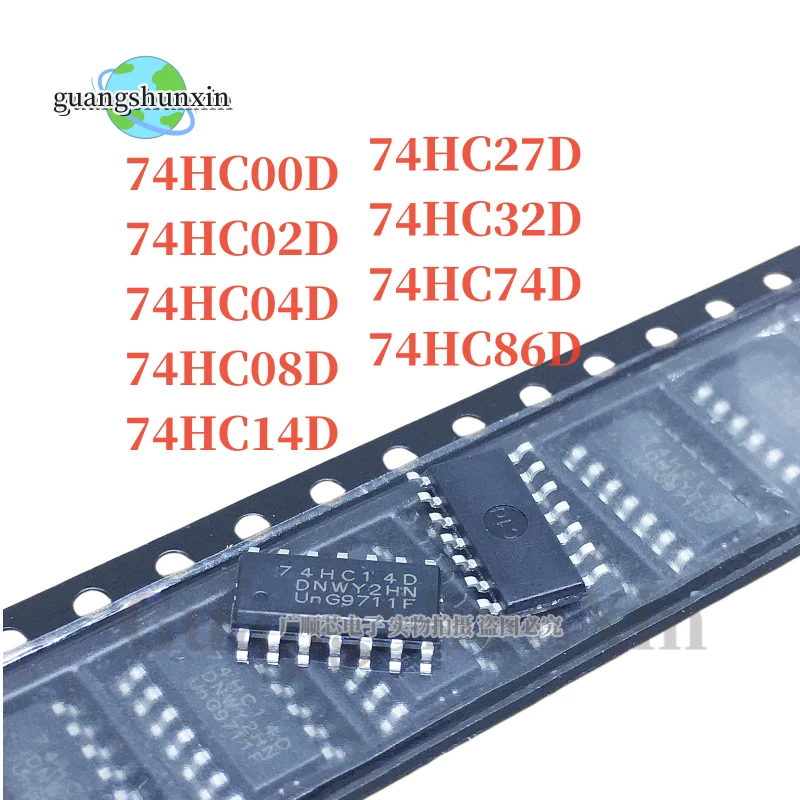 74HC14D 74HC14 SOP SN74HC14DR SOP-14 74HC00D 74HC02D 74HC04D 74HC04 74HC08D 74HC08 74HC27D 74HC74D 74HC32D 74HC86, 10 шт.