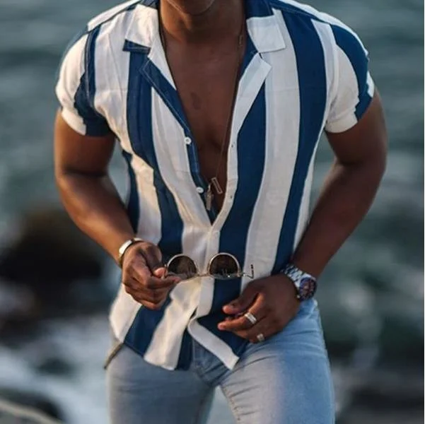 Summer Vintage Floral Print Beach Fashion Street Men's Casual Shirt Lapel Button Up