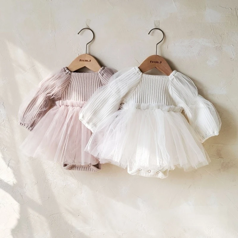 

Puff Sleeve Toddler Baby Dress Spring Autumn Mesh Princess Kids Dresses for Girls Infants Clothes