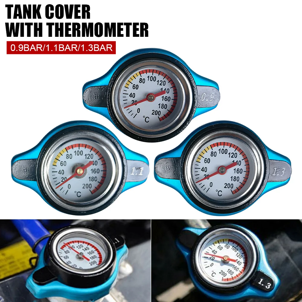 

Radiator Cap With Temperature Gauge 0.9BAR 1.1BAR 1.3BAR Universal Radiator Cap Water Temperature Gauge Cover Small/Large Head