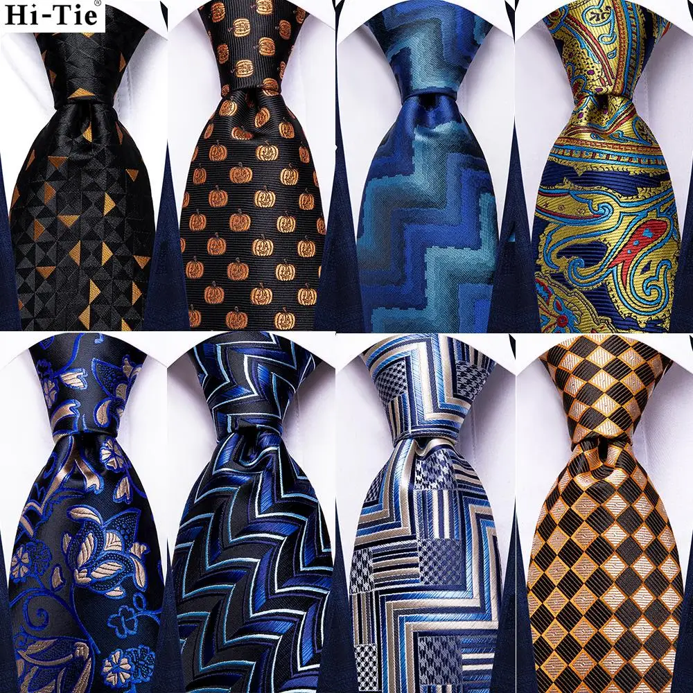 

Hi-Tie Novelty Designer Blue Paisley Floral Silk Wedding Tie For Men Fashion Quality Hanky Cufflinks Nicktie Set Dropshipping