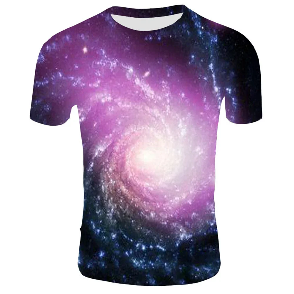 

2023 Summer New Men's and Women's Fashion Casual Short Sleeve Top Starry Sky 3D Digital Printing Loose Plus Size T-shirt