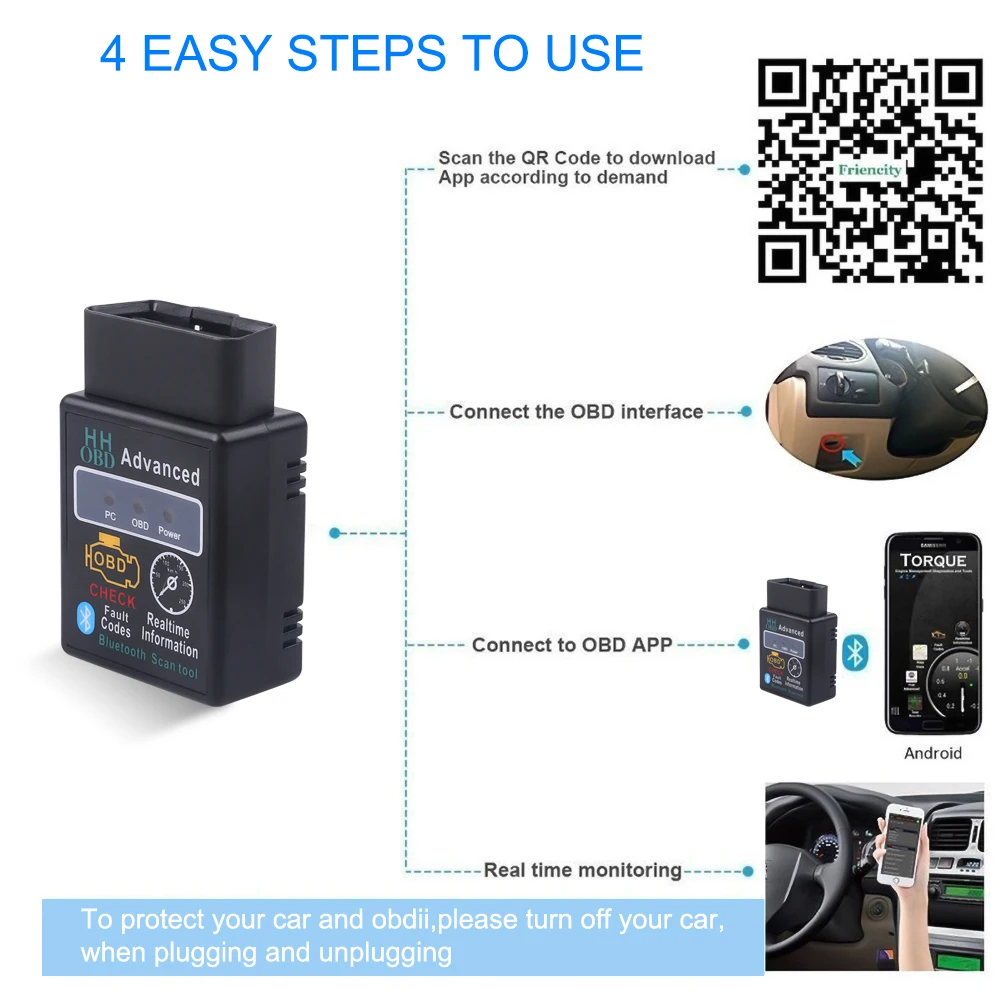 Автомобильный диагностический сканер Elm-327 последняя версия Bluetooth OBD2 V1.5 OBD 2