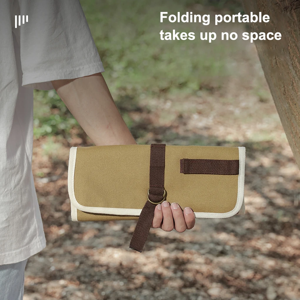 

Storage Pack Utensils Holder Tableware Bag Chopsticks Canvas Foldable Picnic Multi-pockets Pouch for Outdoor Camping