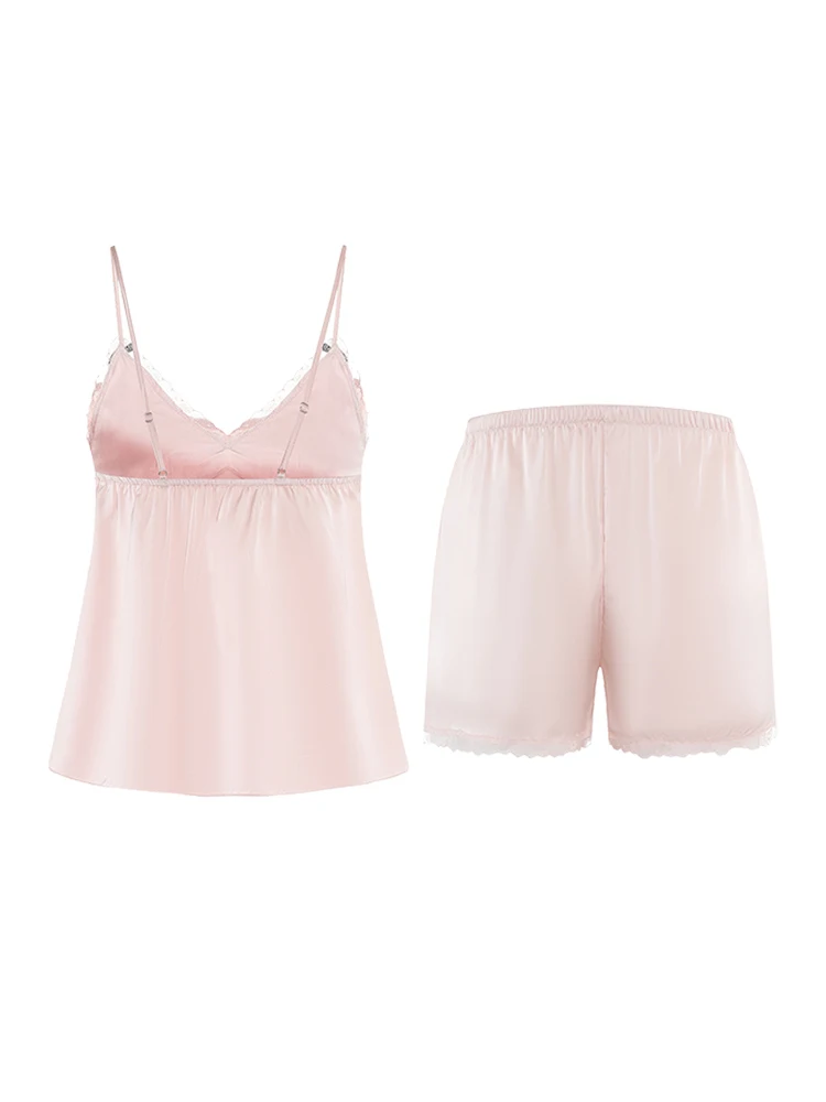 Французская Пижама шелковая пижама для женщин летние шорты с лямкой на шее