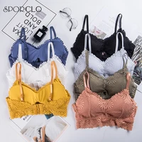 sporclo 1 piece lace bra for women 6 colors padded underwear full cup sport bra female comfortable brassiere wrapped chest tank