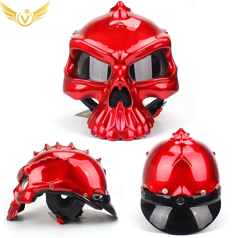 

Skull Cap Motorcycle Helmet 2022 Half Helmet Approved Street Fighter Popular Scooter ATV With Visor Dual Purpose For Men Women