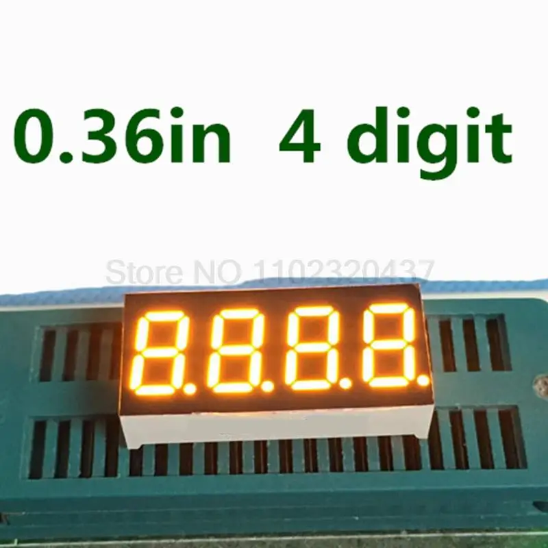 

0.36 inch 4 Bit Yellow Digital Tube LED Display 7 Segment Common anode For DIY Clock 0.36" 0.36in digital display
