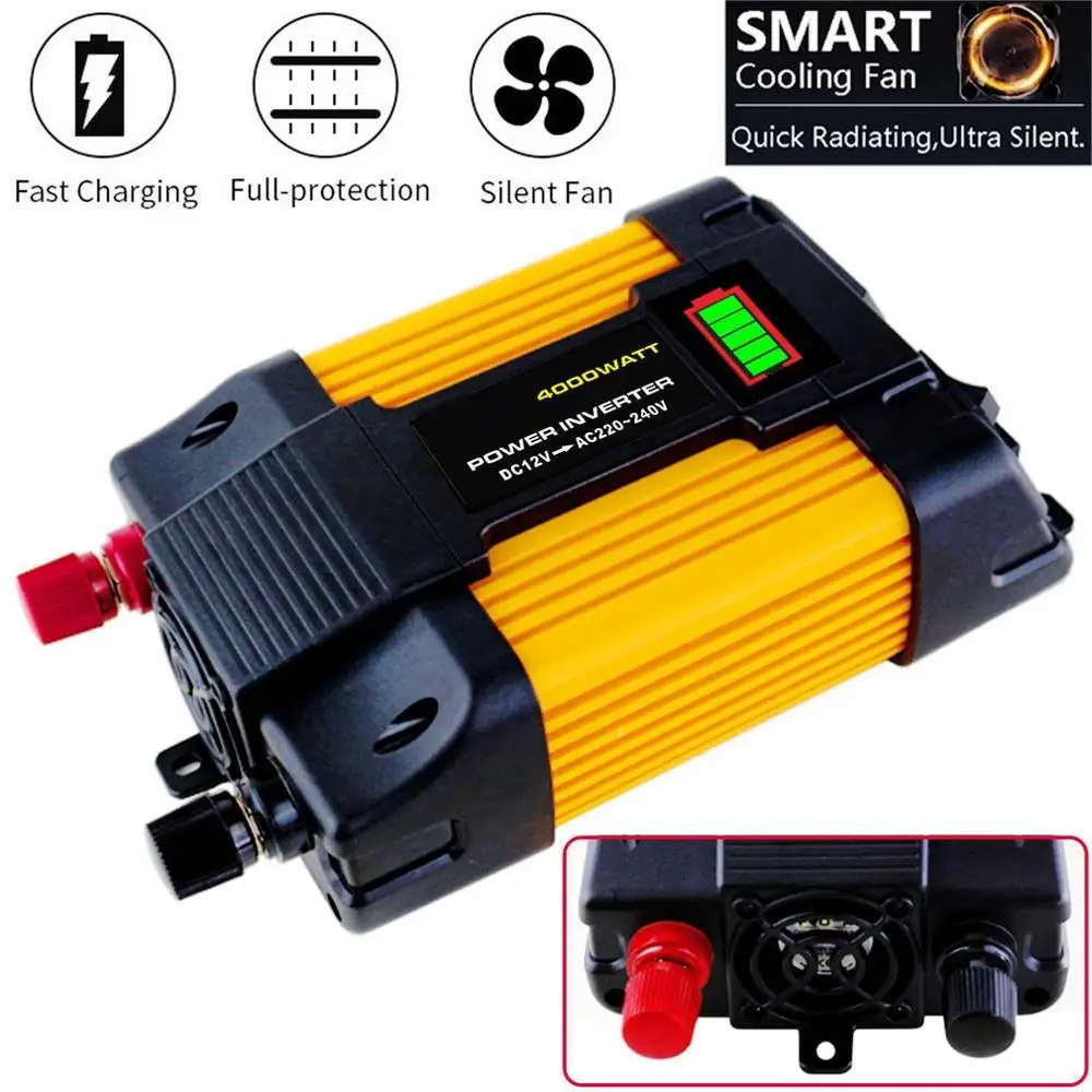 

12V to 220VCar Power Inverter Converter Charger Adapter Dual USB Voltage Transformer Modified Sine Wave