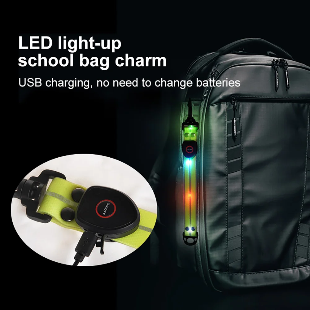 

LED Luminous School Bag Pendant Unique LED Glowing Reflective Backpack Hanging Light USB Rechargeable for Backpack Night Walking