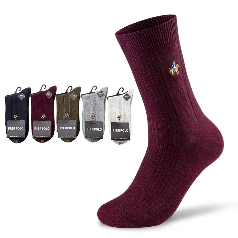 Fashion Brand Solid Color 5 Pairs Spring Autumn Winter Combed Cotton Men Socks EU39-43 Business Quality Male Socks