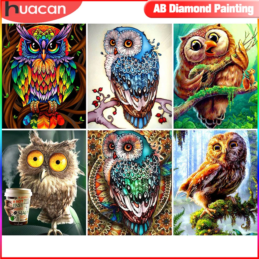 HUACAN AB алмазная вышивка распродажа сова Алмазная мозаика животные картина стразами рукоделие вышивка крестиком декор для дома