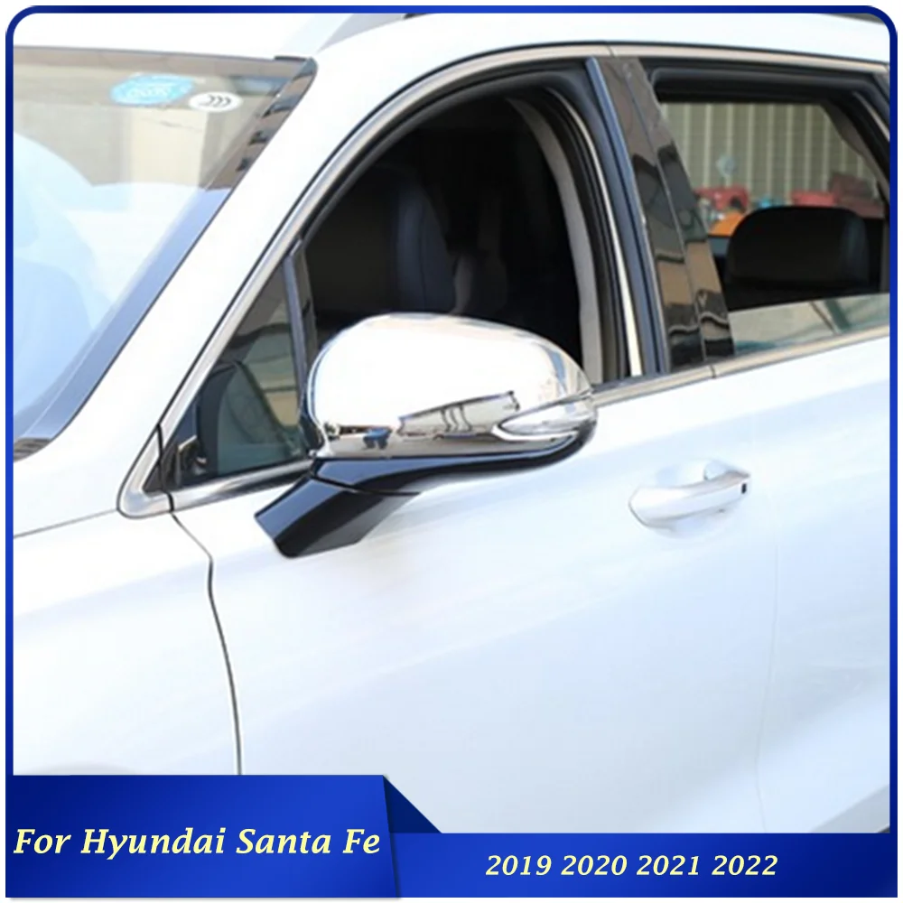 

Fit For Hyundai Santa Fe ABS Chromed Exterior Car Rear View Mirror Decorative Cover Frame Sticker 2019 2020 2021 2022