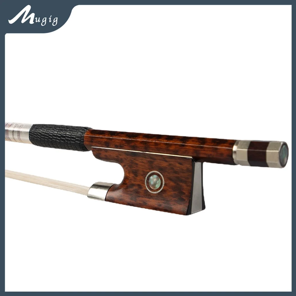 Mugig Advanced Snakewood Bow 4/4 Violin Bow Snakewood Fiddle Stick W/Snakewood Frog Well Balance For 4/4 Full Size Violin