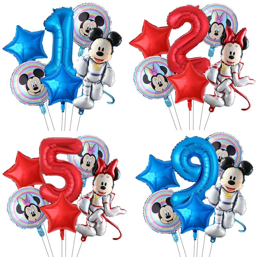 

1set Disney Mickey Minnie Mouse Boys Girl Birthday Party Decor Kids Toys Ballon 1 2 3 4 5 6 7st Baby Shower Supplies Air Globos