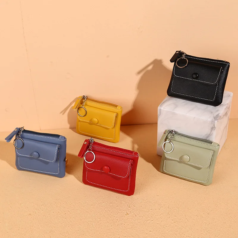 

PU Zipper Wallets Inserts Picture Coin Dollars Purses Bags Solids Bus Credit ID Cards Holder Purse Large Capacity Square Wallets