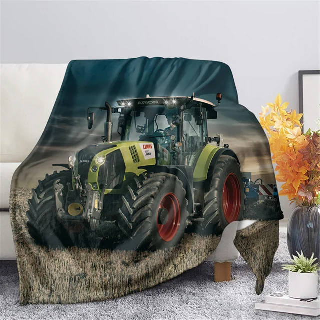 

Fleece Blanket Cozy Soft Warm Sofa Cover Blanket All Season Plush Quilt Bedroom Home Decor for Children Adult Car Tractor Sherpa