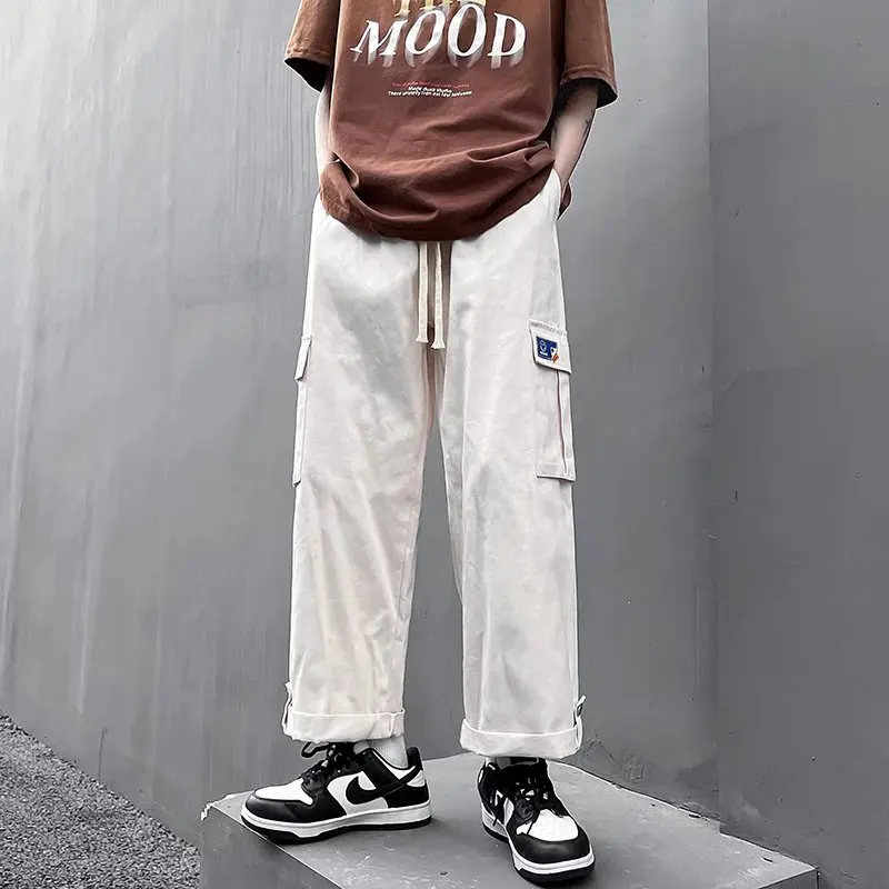 

Large pocket straight overalls men's spring and summer Japanese tide brand trend new loose casual pants boys pants