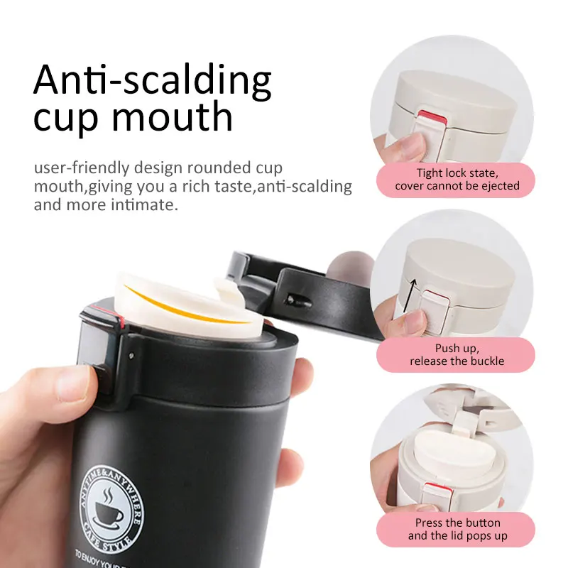 

380ml Premium Travel Coffee Mug Stainless Steel Thermos Tumbler Cups Vacuum Flask Thermo Water Bottle Tea Mug Thermocup Dropship