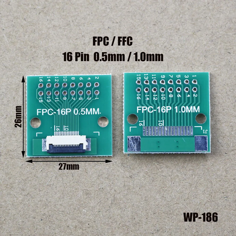 

1pc 4P- 50P 0.5mm pitch Connector SMT Adapter to 2.54mm 1.00 Inch Hole FPC FFC Cable Welded Board+Double Row Straight Pin WP-187