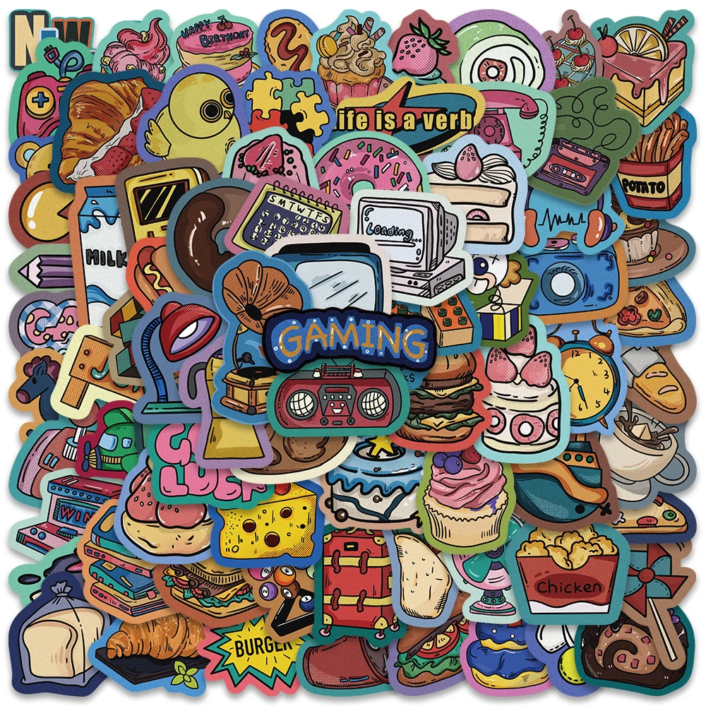 

10/80pcs Retro Cartoon Carnival Series Vinyl Stickers For Luggage Guitar Laptop Phone Waterproof Graffiti Skateboard Decals
