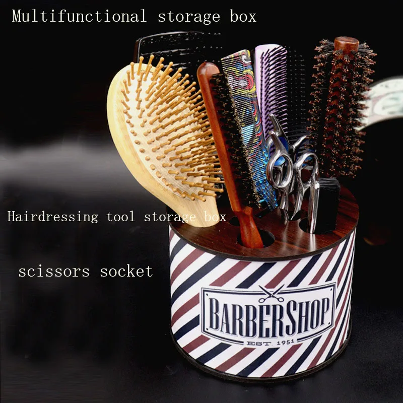 

Baber Hairdresser Comb Scissors Storage Hair Dryer Rack Hairdressing Solid Socket Hair Salon Desktop Storing Box