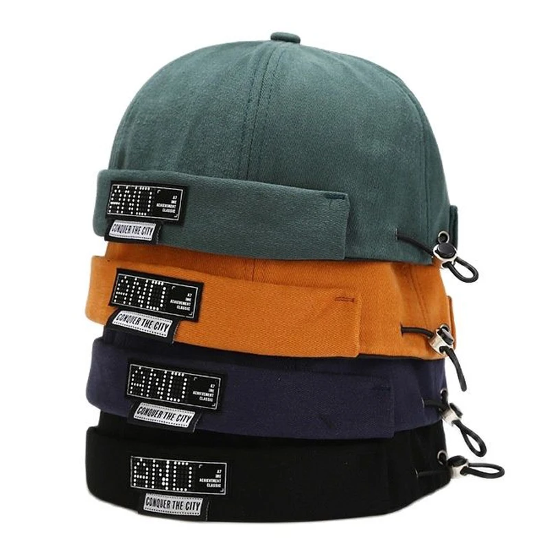

NEW Fashion Docker Cap Men Street Brimless Sailor Caps Women Solid Drawstring Beanie Hat Retro Skullcap Hip Hop Landlord bonnet