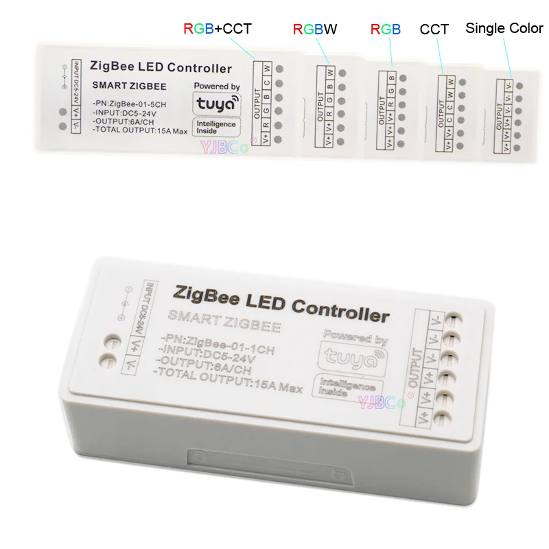 5V~24V Zigbee RGB LED Strip Controller 12V Smart Tuya 1CH 2CH 3CH 4CH 5CH Dimmer For Single Color /CCT/ RGB /RGBW/RGB+CCT Light