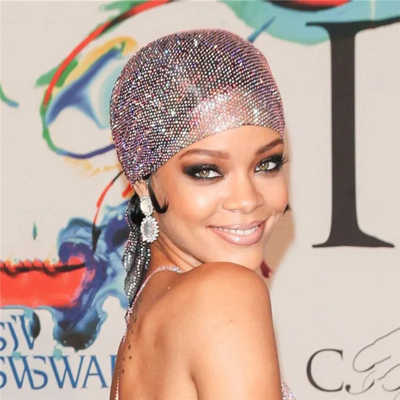 Glitter Party Headwear Head Wraps Headband Headscarf Shiny Rhinestone Woman Bandana Hair Band for Festival Turban Clubwear