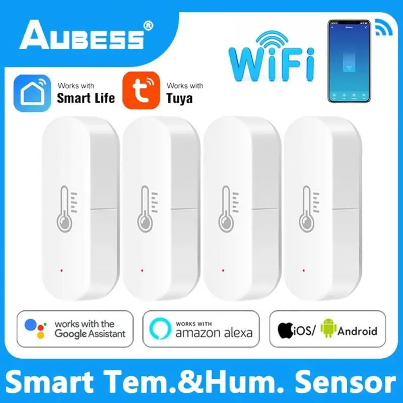 

Wifi Tuya Smart Temperature And Humidity Sensor Battery Powered No Battery Remote Control Works With Alexa Google Assistant