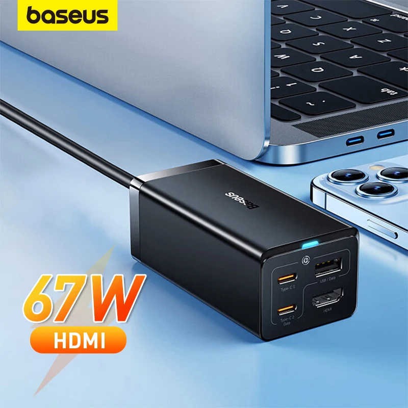 

Baseus 67W GaN Desktop Type-C Charger Fast Charging HUB 4K HDMI Screen Casting Docking Station Charger For Switch Steam Deck