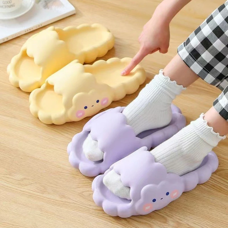 Cartoon Cloud Women Slippers Summer Sandals Men Couples Outside EVA Thick Bottom Non-slip Sole Casual Beach Shoes Home Slippers