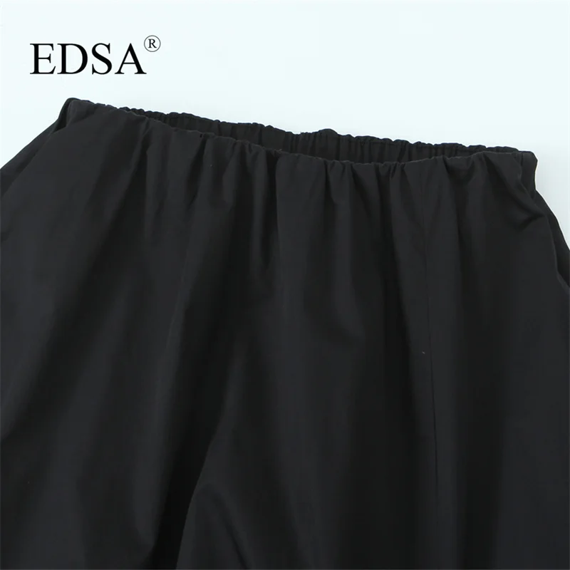 Юбка-миди с бантом EDSA Женская черная Повседневная элегантная летняя юбка