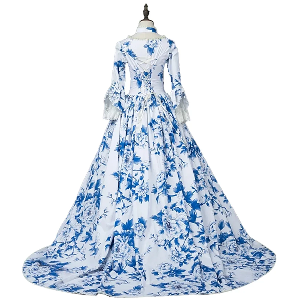 Женское синее Цветочное платье Рококо викторианская Мария антониетта бальное