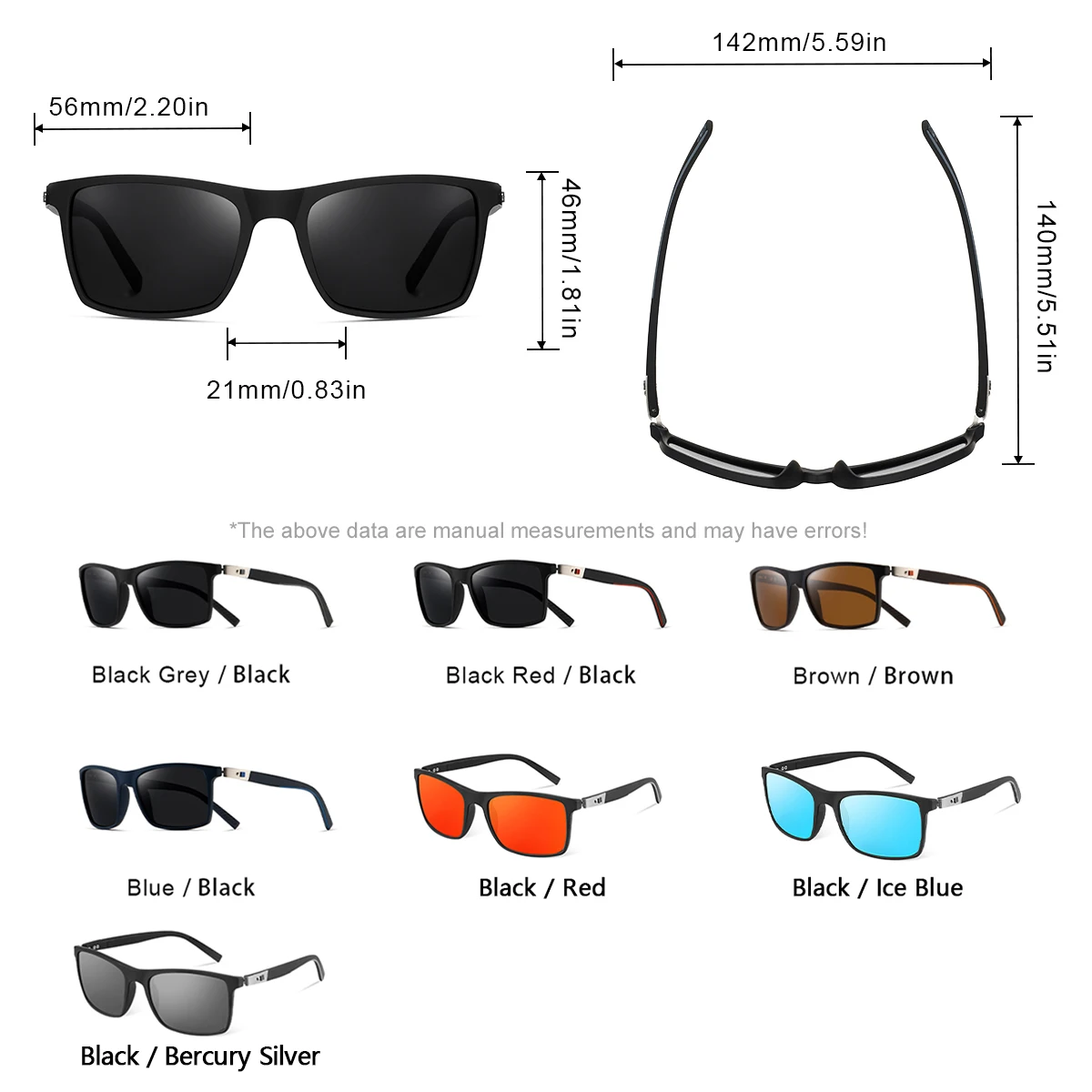 CRIXALIS 2 шт. прямоугольные поляризационные солнцезащитные очки для мужчин и женщин