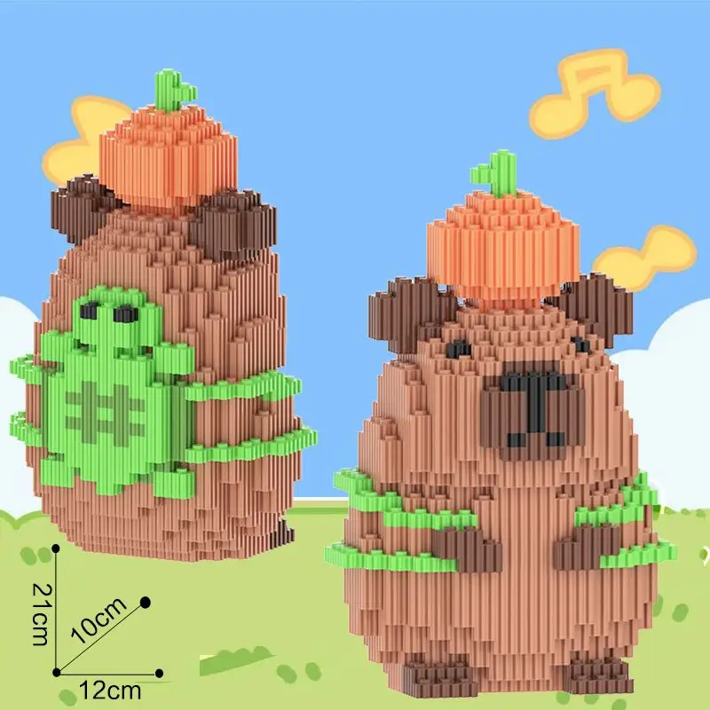 Фото Большая игрушка-капибара для детей, гигантская капибара, фигурка на день рождения, капипара, пузырьковый чай, строительный набор, украшение для дома для детей от 6 лет №5