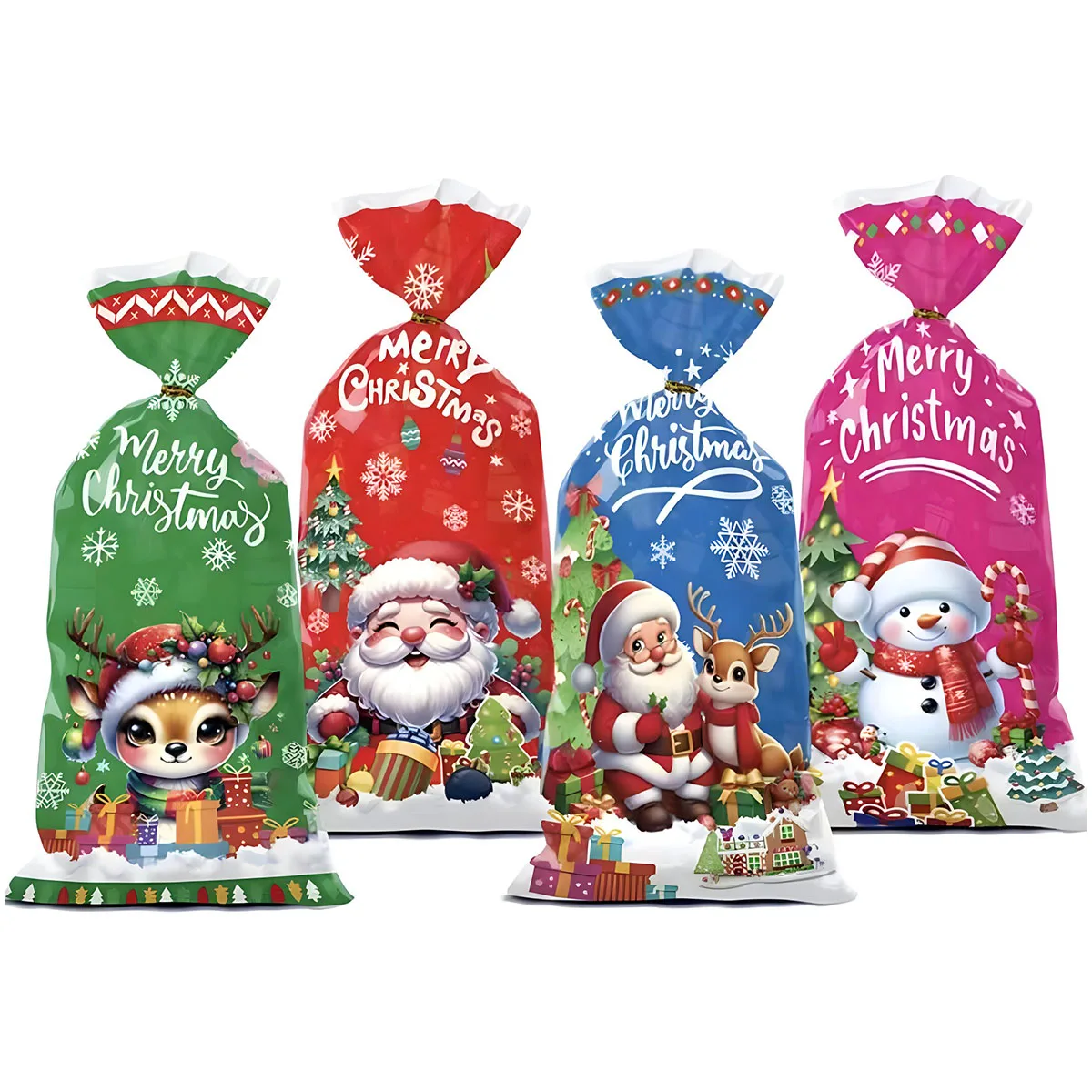 50 Шт. Рождественские Подарочные Пакеты Санта-клаус Снеговик Олени Праздничные