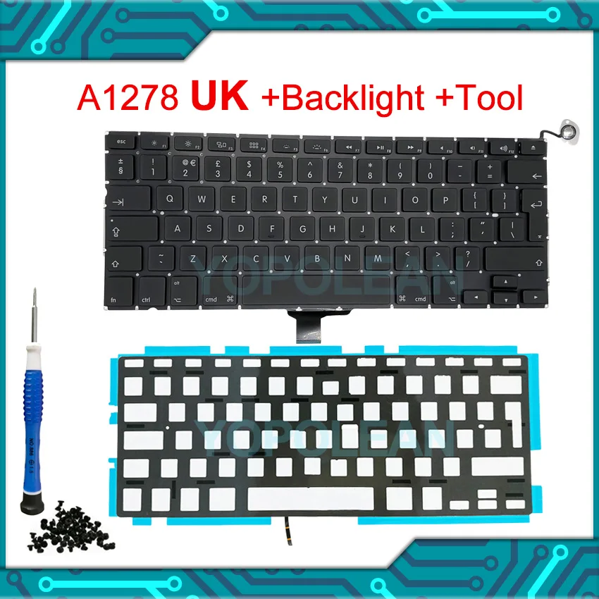 

Новая английская клавиатура для ноутбука Macbook Pro 13 "A1278, замена клавиатуры 2009 2010 2011 2012 года