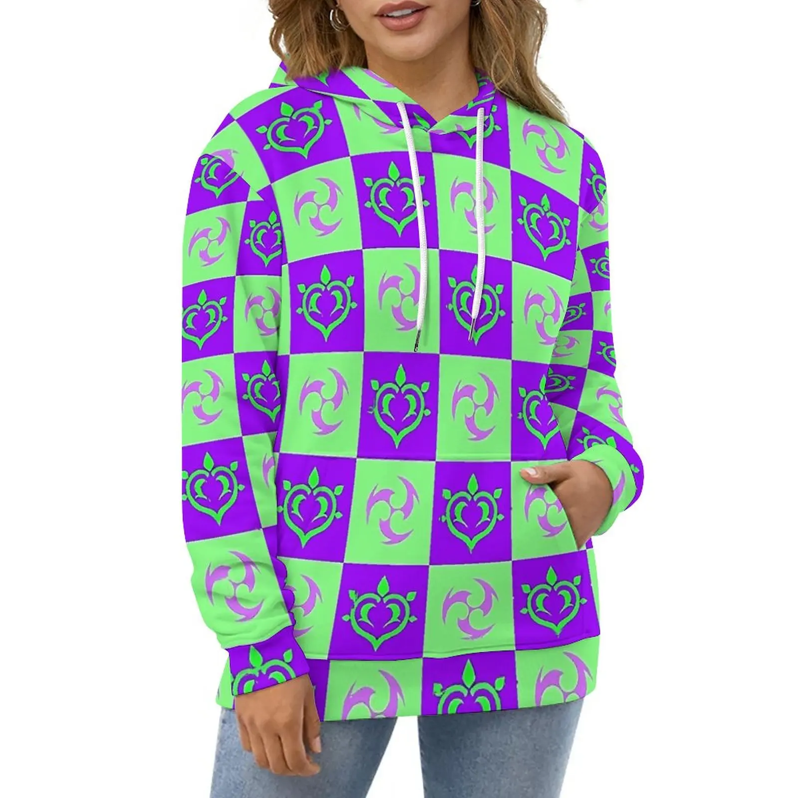 

Толстовки Genshin Impact, уличная одежда в клетку, Повседневная Толстовка с капюшоном и длинным рукавом, индивидуальные толстовки большого размера