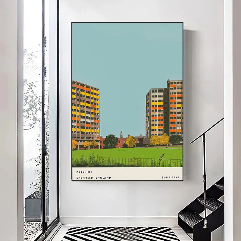 Современный минималистичный постер середины века архитектура Баухауза холст