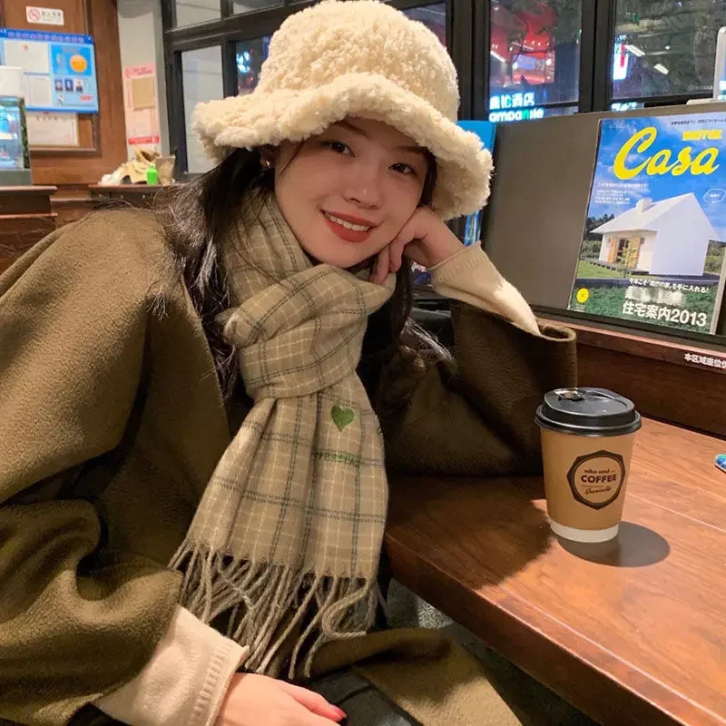 Зимний женский шарф модная клетчатая Милая шаль в клетку для девушек теплая
