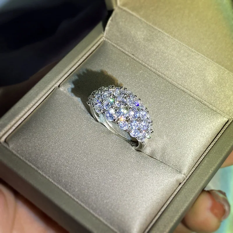 

Real S925 Sterling Silver Diamond Ring for Women Wedding Bands Anillos De Bizuteria Engagement Origin Diamond Jewelry Anel Girls