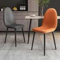 luxury nordic chairs leather modern nordic minimalist black metal legs dining chairs with backrest chaise cadeira furniture