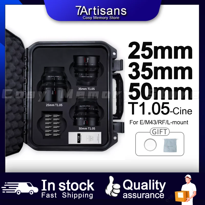 Объектив Cinema Vision 7artisans 25/35/50 мм T1.05 APS-C для Fujifx Sony E Micro 4/3 Blackmagic BMPCC 4K Z CAM E2 Canon RF