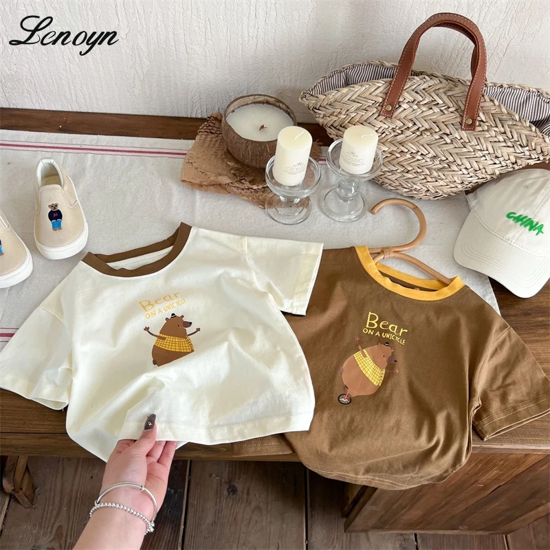 

Lenoyn 2023 New Boys and Girls Summer Children's Wear Cartoon Short Sleeve T-shirt Boys and Girls Summer Thin Top T-shirt