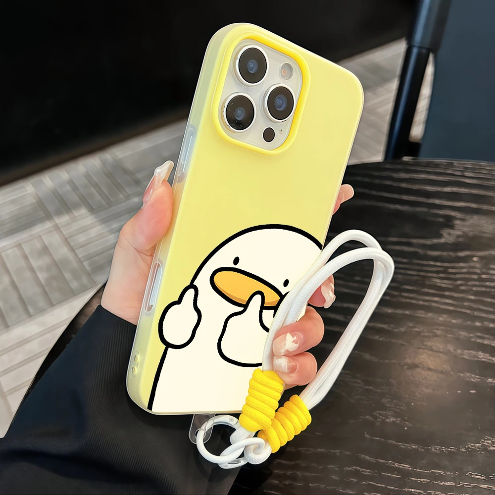 Фото Чехол для телефона Kawaii Cartoon Duck Jelly для Xiaomi 14 T 17 Pro Max 15T Pro Mi 11 Lite 5G, мягкий силиконовый матовый чехол с ремешком №2